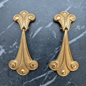 Vintage Statement Antique Gold Finish Dangle Drop Earrings