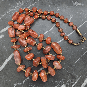 Vintage Brass and Carnelian Gemstone Necklace