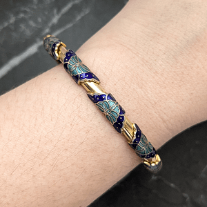 Vintage Cloisonne Blue Butterfly Bangle