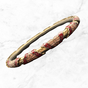 Vintage Red Cloisonne Butterfly Bangle