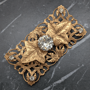 Vintage Art Deco Czech Filigree Brooch With Ivy Leaf Design