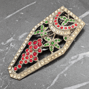 Vintage Art Deco Rhinestone Dress Clip With Fruit Design