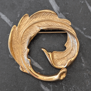Vintage Curved Leaf Brooch Inspired By Nature 1970s