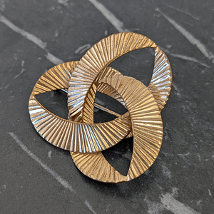 Vintage Gold Tone Textured Celtic Knot Brooch 1950s