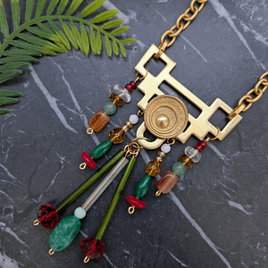 Unique Handmade 'Prosperity' Necklace Featuring Art Deco and Gemstone Beads
