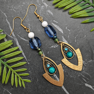 Handmade Beaded Prosperity Earrings Featuring Vintage & Modern Beads