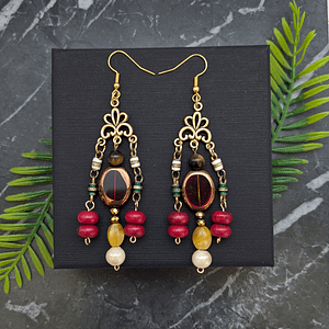 Handmade Upcycled 'Prosperity' Earrings With Vintage & Modern Beads