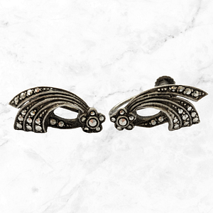 Vintage Art Deco Sterling Silver and Marcasite Shooting Star Earrings