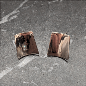 Vintage Sterling Silver Curved Rectangle Stud Earrings