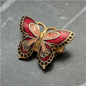 Tiny Vintage Red Butterfly Brooch