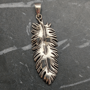 Vintage sterling Silver Feather Pendant