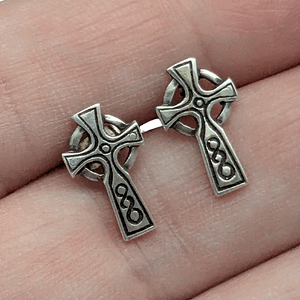 Vintage Sterling Silver Celtic Cross Stud Earrings