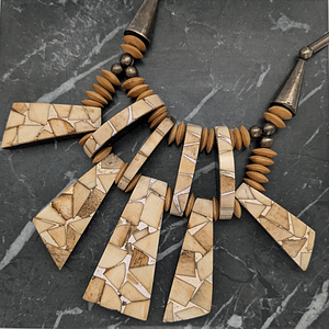 Vintage Beaded Mosaic Style Statement Necklace