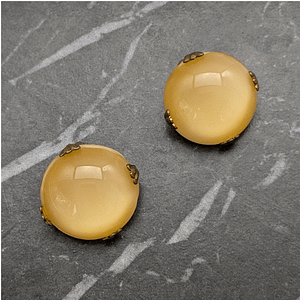 Vintage Art Deco Lemon Yellow Moon Glow Glass Clip on Earrings