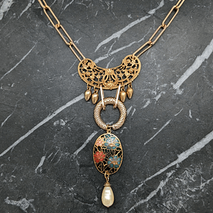 Upcycled Vintage Statement Necklace With Paperclip Chain